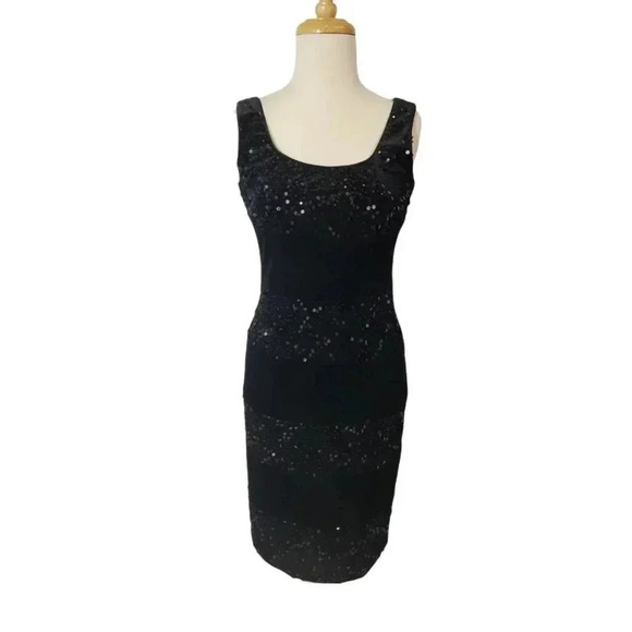 {Joseph Ribkoff} Black Cocktail Black Tie Elegant Velvet Sequins Dress - Picture 3 of 16